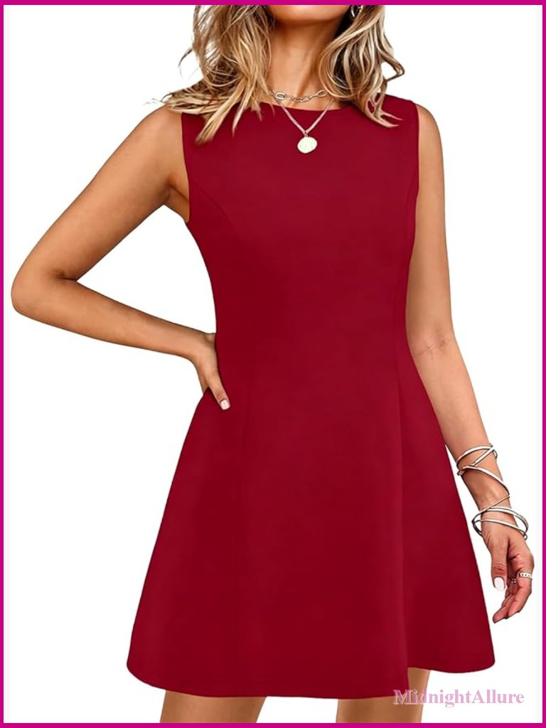 Sleeveless Boat Neck A-Line Mini Cocktail Dress
